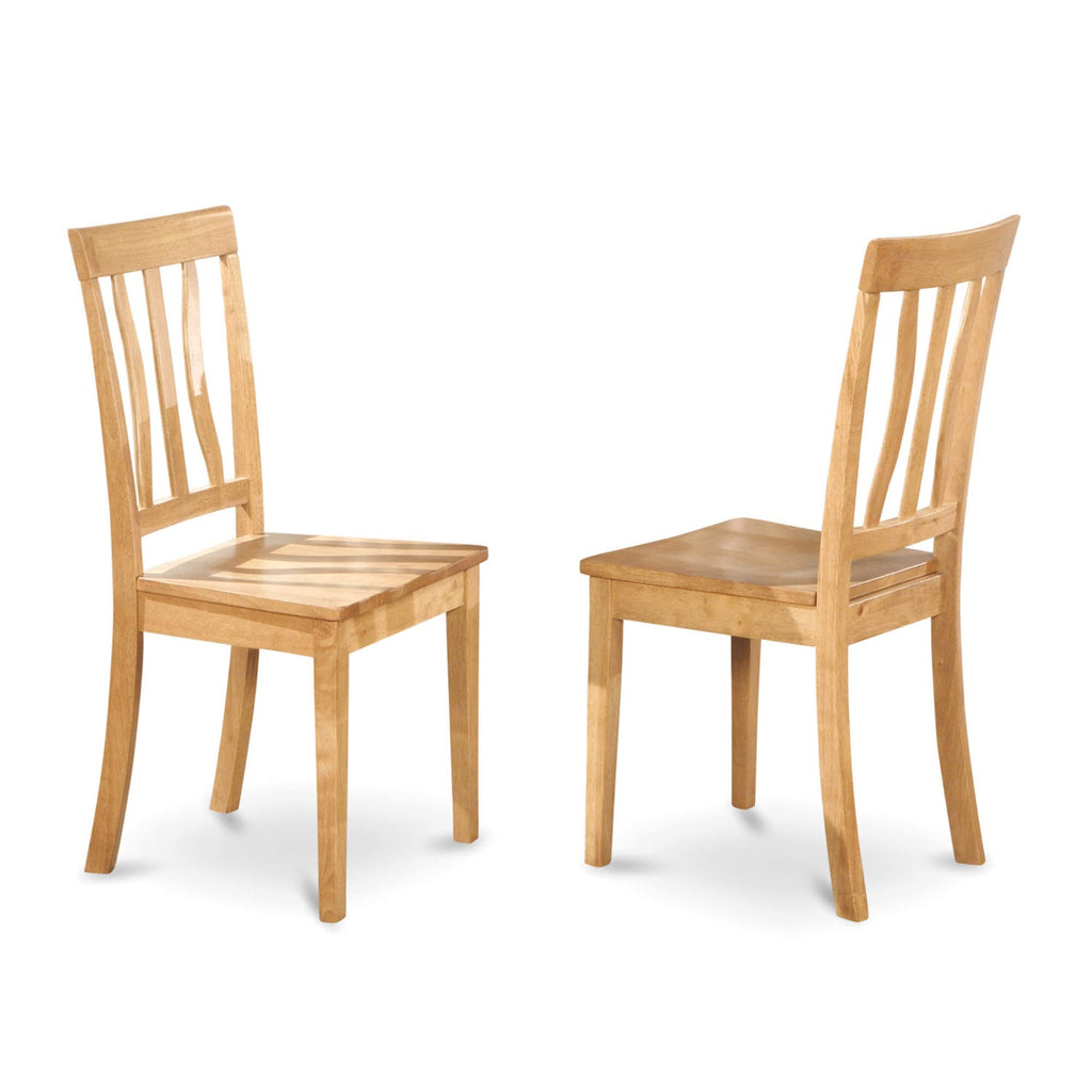 East West Furniture ANTI5-OAK-W 5 Piece Dining Room Table Set Includes a Round Wooden Table with Pedestal and 4 Kitchen Dining Chairs, 36x36 Inch, Oak