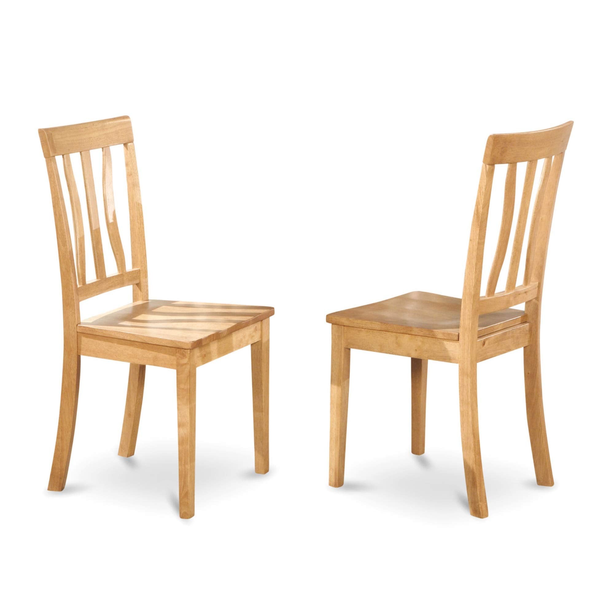 East West Furniture ANTI5-OAK-W 5 Piece Dining Room Table Set Includes a Round Wooden Table with Pedestal and 4 Kitchen Dining Chairs, 36x36 Inch, Oak