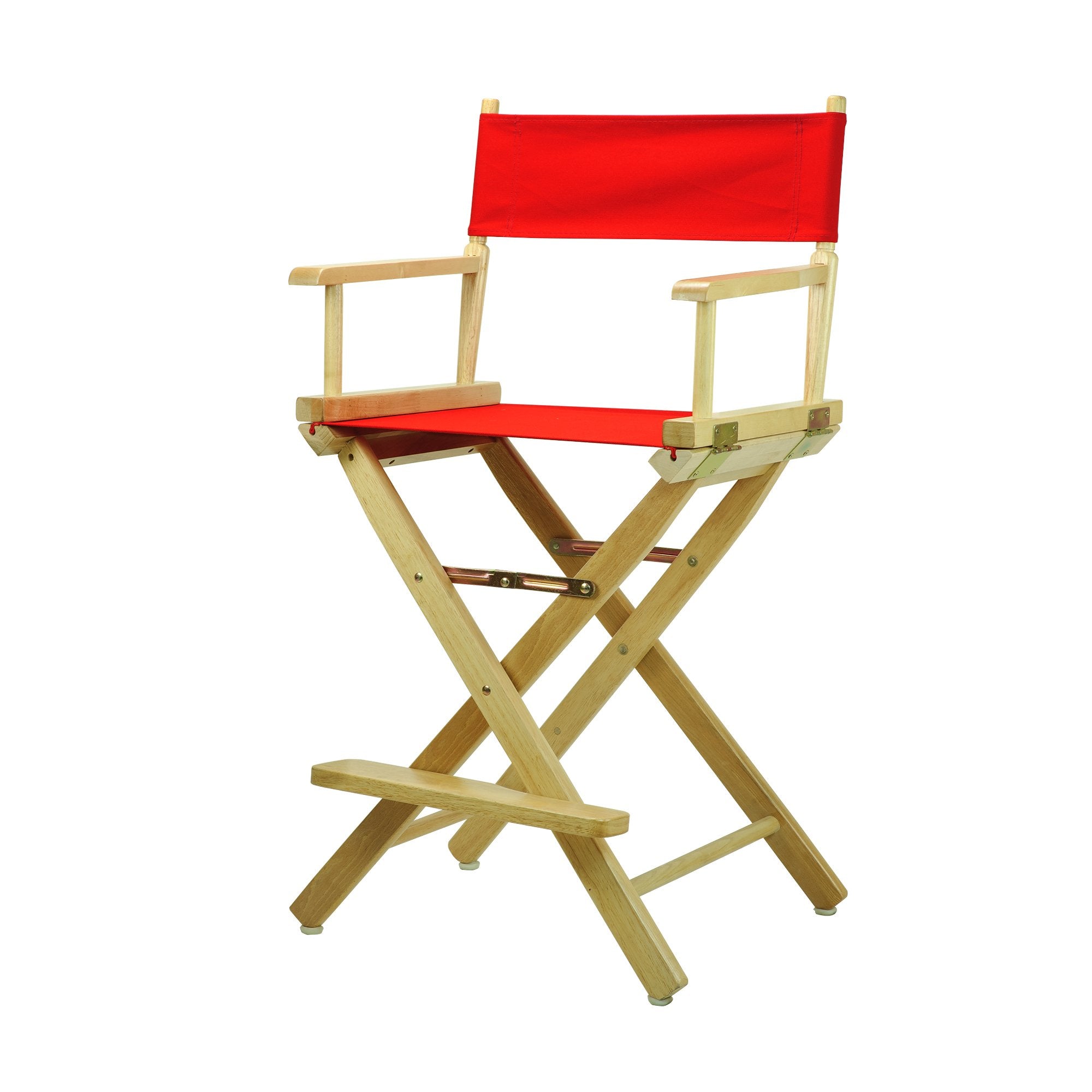 Casual Home 24 Directors Chair Natural Frame with Red Canvas, Counter Height
