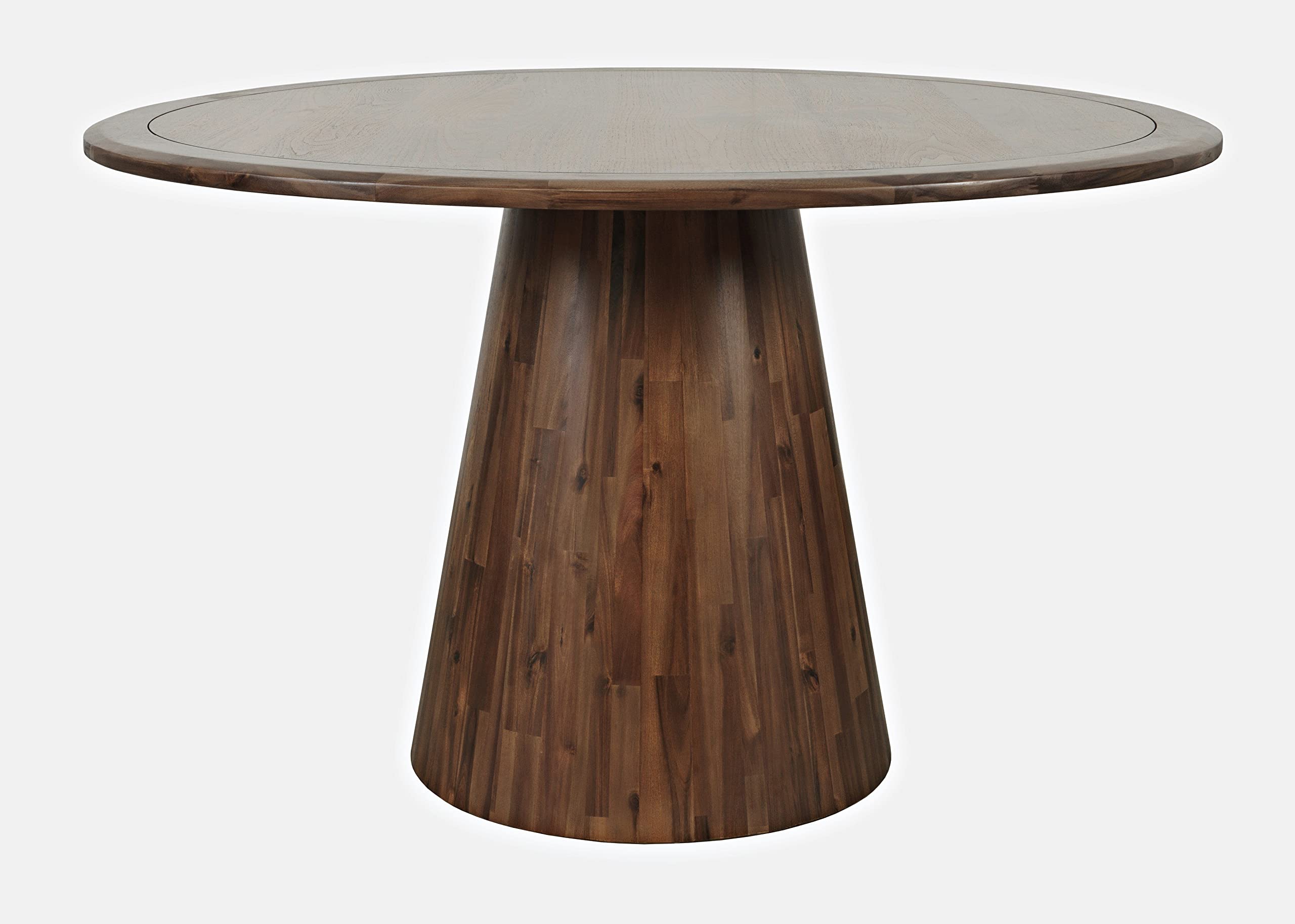 Jofran Nash Mid-Century Modern Round Pedestal Dining Table for Kitchen or Dining Room, Walnut, 30'' Dining Height