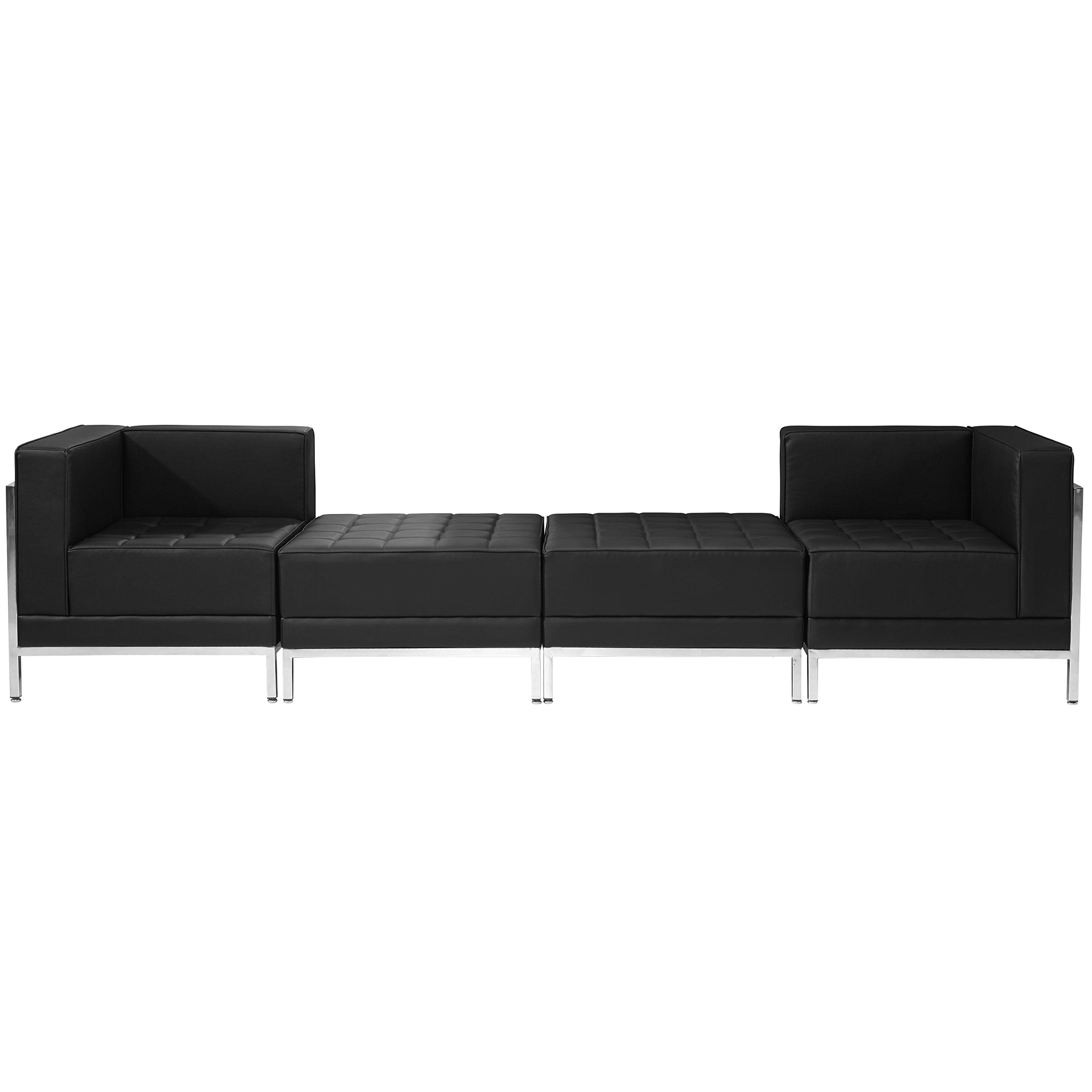 Flash Furniture HERCULES Imagination Series Black LeatherSoft 4 Piece Chair & Ottoman Set