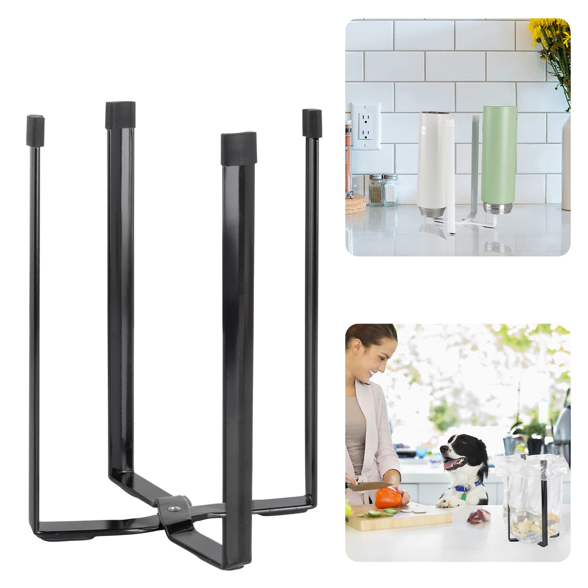 Kitchen Stand Holder, Plastic Bag Drying Rack, Multifunctional Countertop Cups Bottles Drying Rack for Plastic Bags, Bottles and