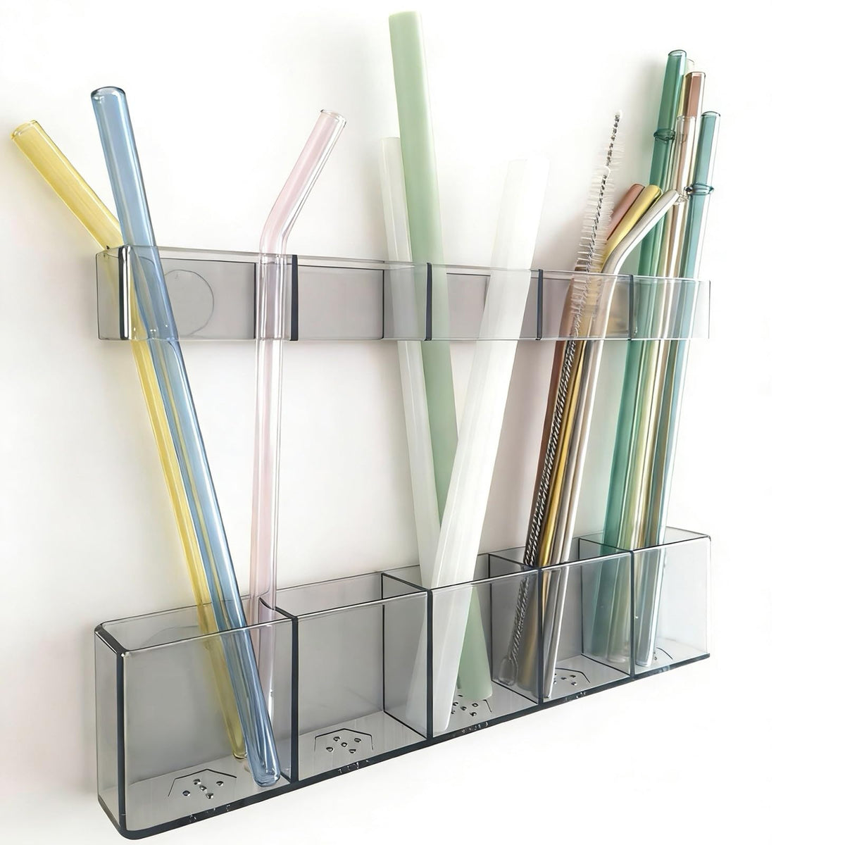 Colormz Acrylic Straw Holder for Cabinet Door  ChildSafe Organizer & Dispenser with Smooth Rounded Edges for Kitchen Accessori