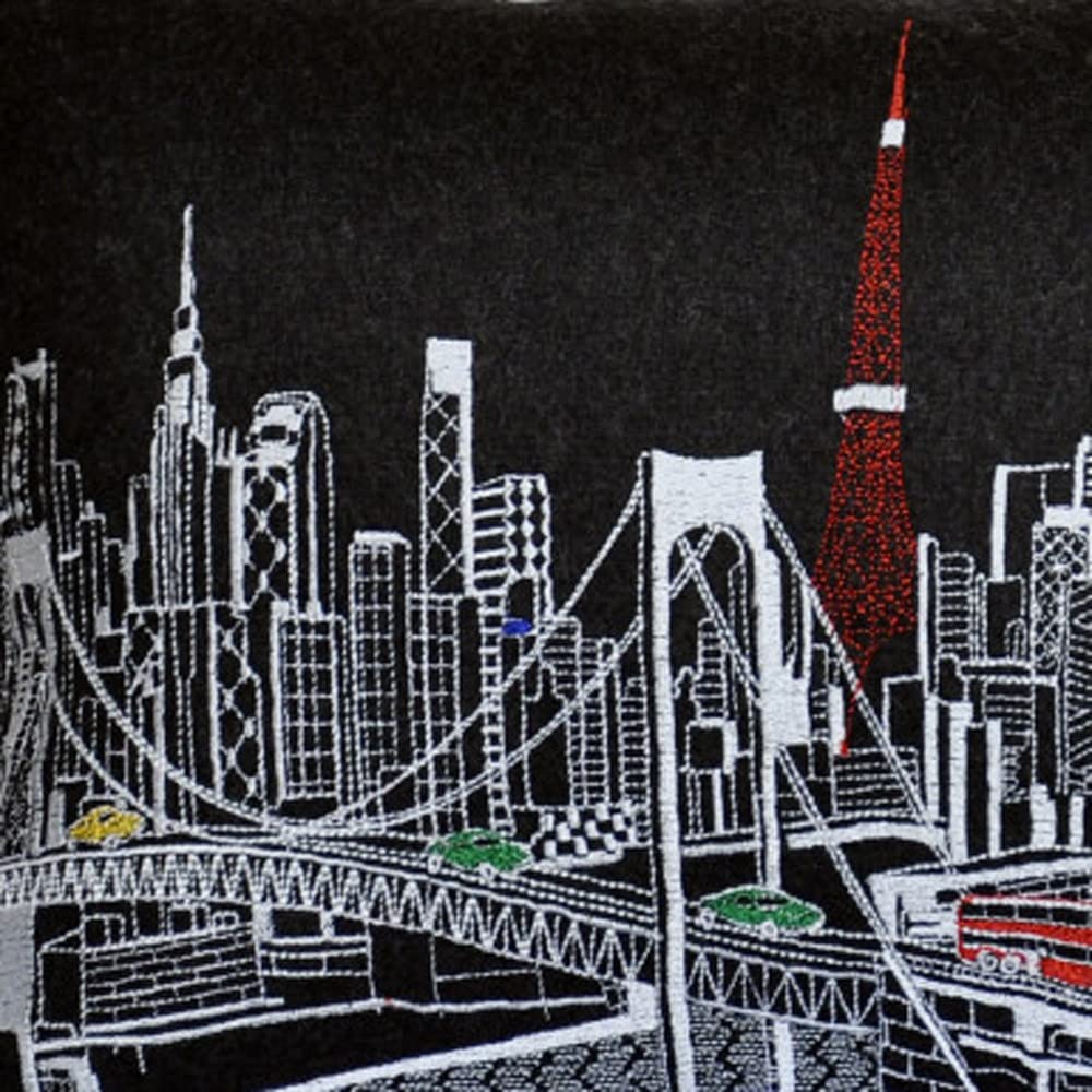 HomeRoots Grey 24' Black Tokyo Nighttime Skyline Lumbar Decorative Pillow