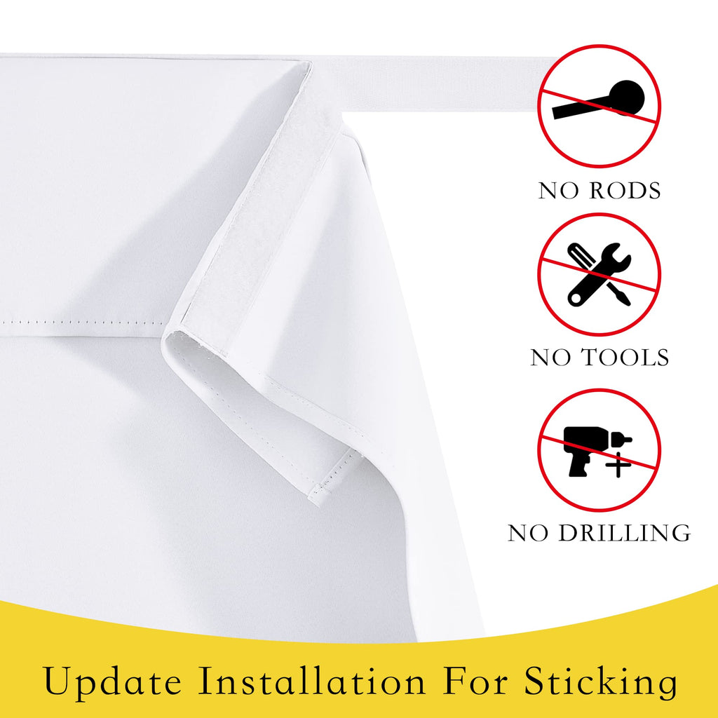 Nicetown Front Door Curtains - Thermal Insulated Tricia Door Window Curtain Self Adhesive Window Covering Drapery Room Darkening Blinds For Patio French Door, W26 X L72 Inch, 1 Panel, Pure White