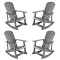 Yefu Outdoor Rocking Chair Set Of 4,Adirondack Rocking Chair,Patio Rocker Chair With Wide Back,Oversized Rocker Chair Look Like Real Wood, For Lawn, Porch, Backyard, Indoor And Garden(Grey)
