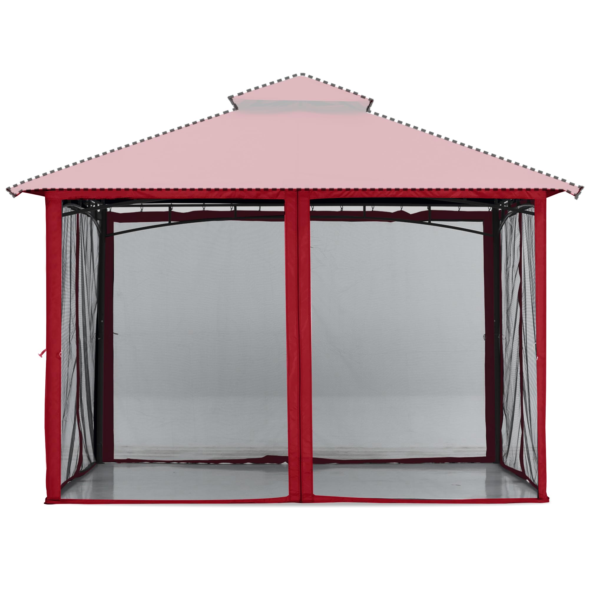 MASTERCANOPY Patio Gazebo Mosquito Netting Screen Walls (10x12, Burgundy)
