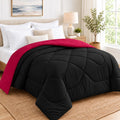 Sky Beddings Reversible Comforter For King Bed  Black/Raspberry Red