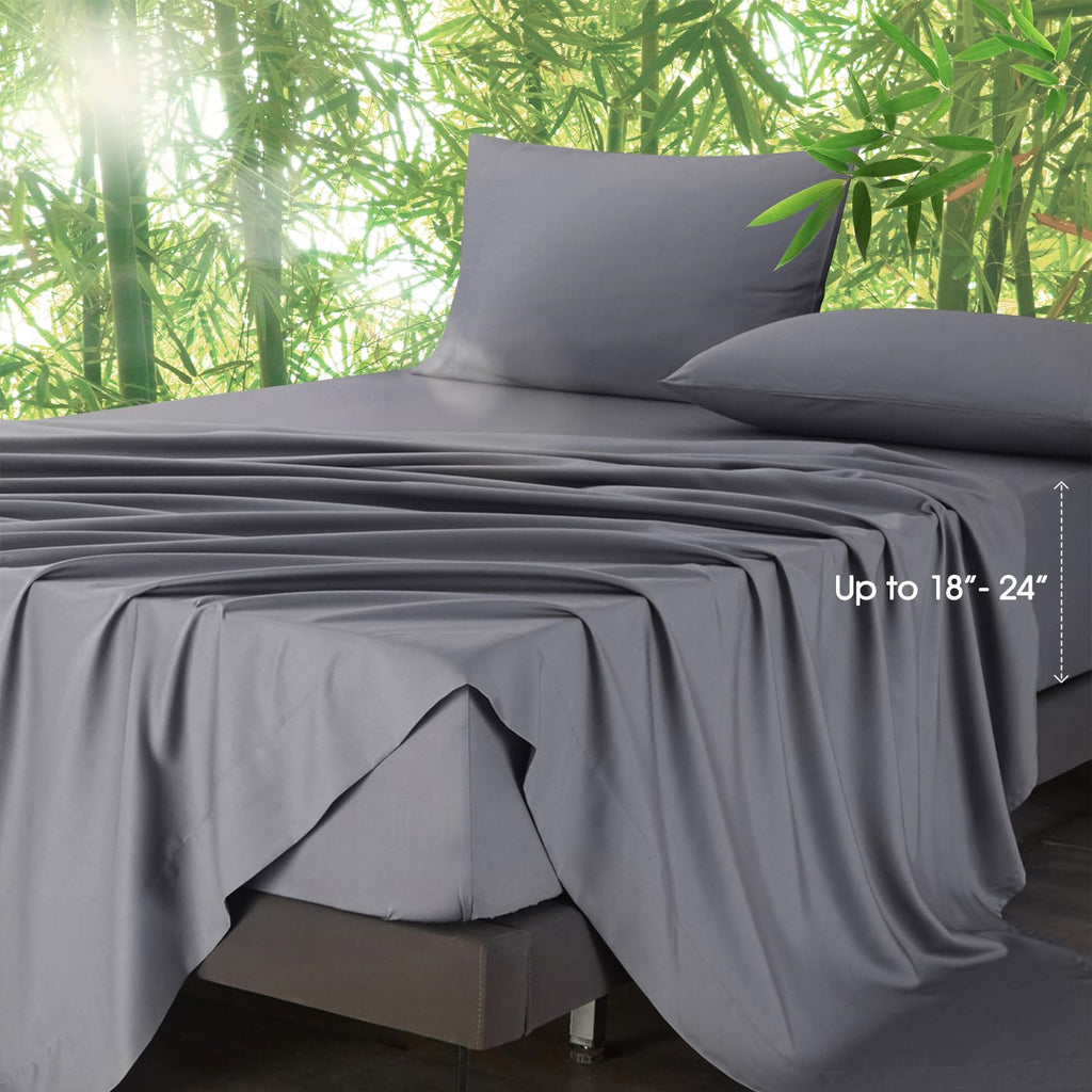 Ivellow Deep Pocket Queen Sheets, Rayon Derived From Bamboo, Extra Deep Pocket Up To 18'-24', Hotel Luxury Cooling Sheets For
