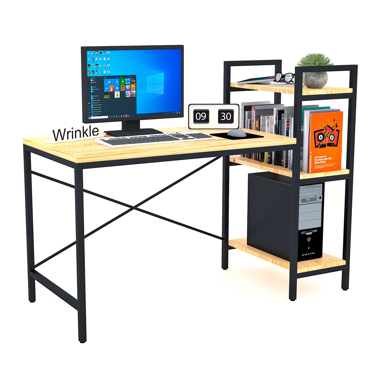 Wrinkle Sheesham Wood & Metal Frame Writing Study Table For Students Office Desk Computer Work From Home Workstation Table For L