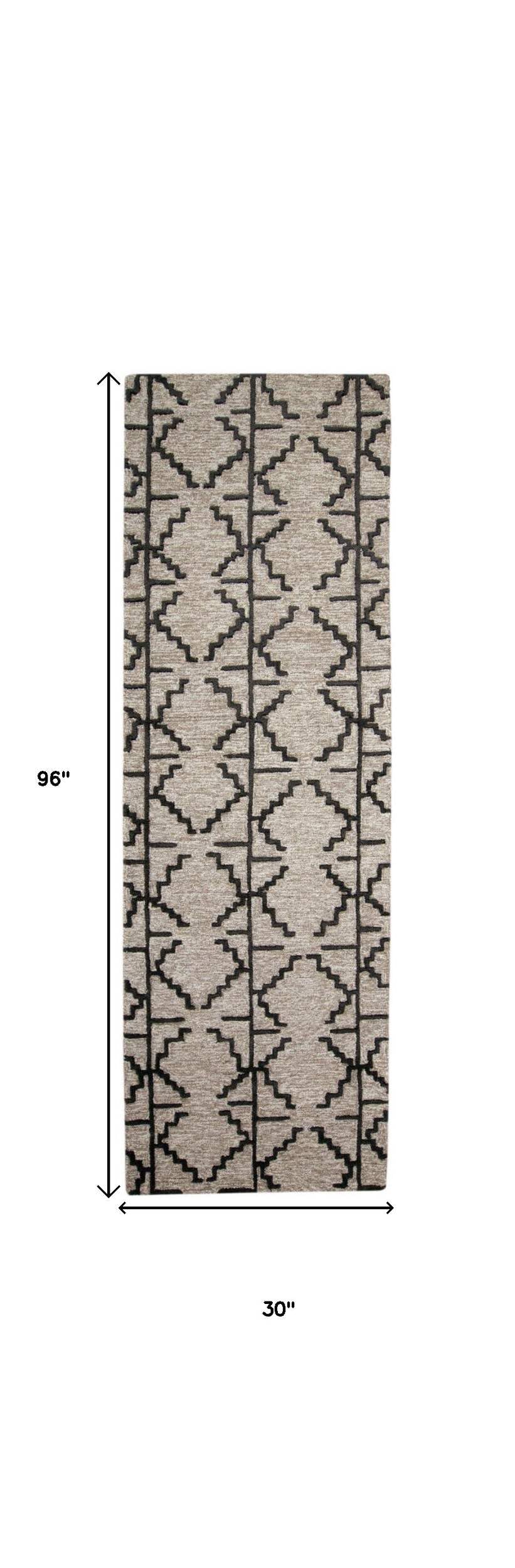 HomeRoots 511835 10 x 13 ft. Black Taupe & Gray Wool Geometric Hand Tufted Handmade Stain Resistant Rectangle Area Rug