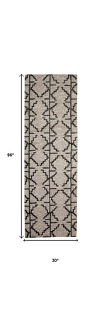 HomeRoots 511835 10 x 13 ft. Black Taupe & Gray Wool Geometric Hand Tufted Handmade Stain Resistant Rectangle Area Rug