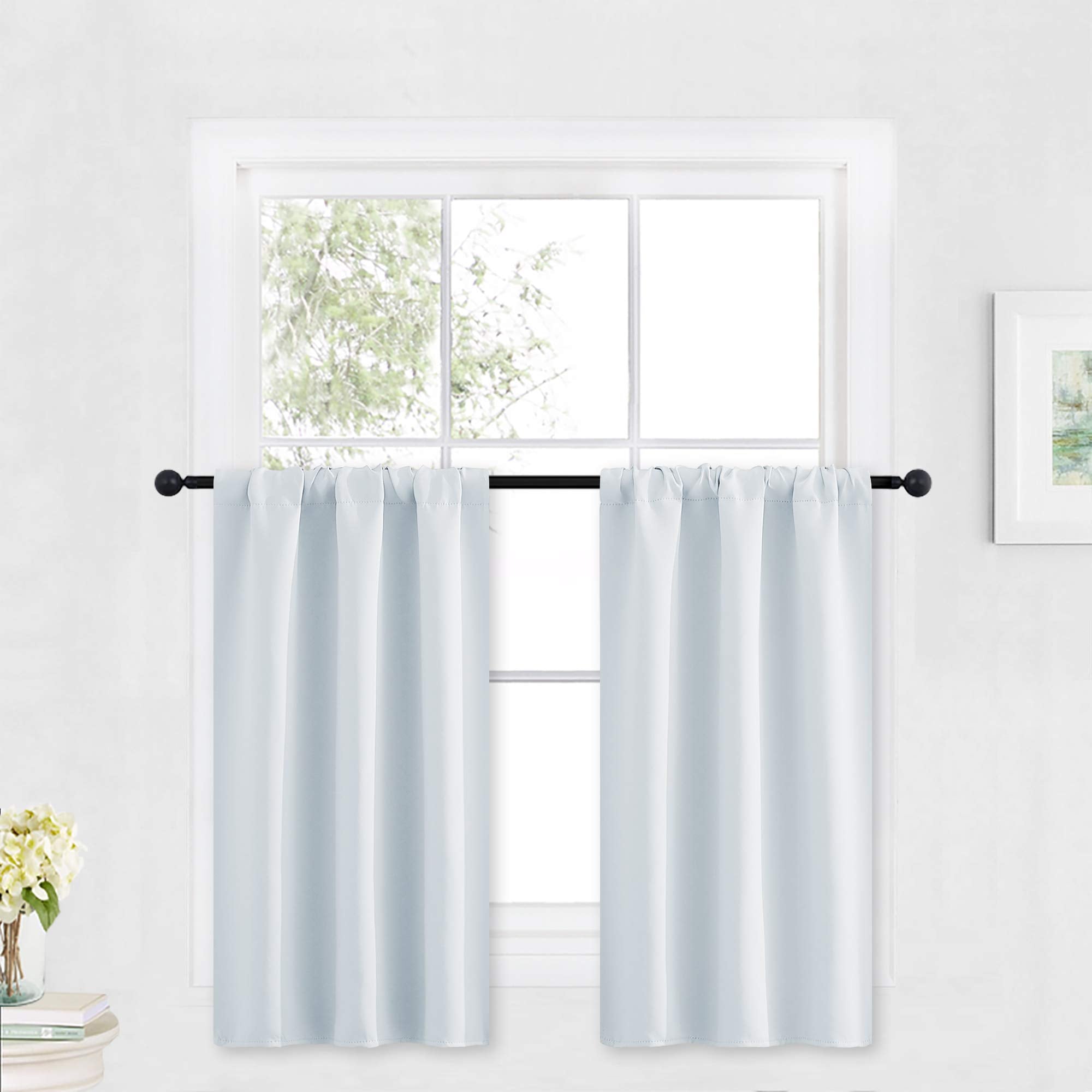 RYB HOME Half Window Curtains for Kids Nursery, Privacy Room Darkening Curtain Tiers for Window Heavyt Duty Short Drapes for Bat