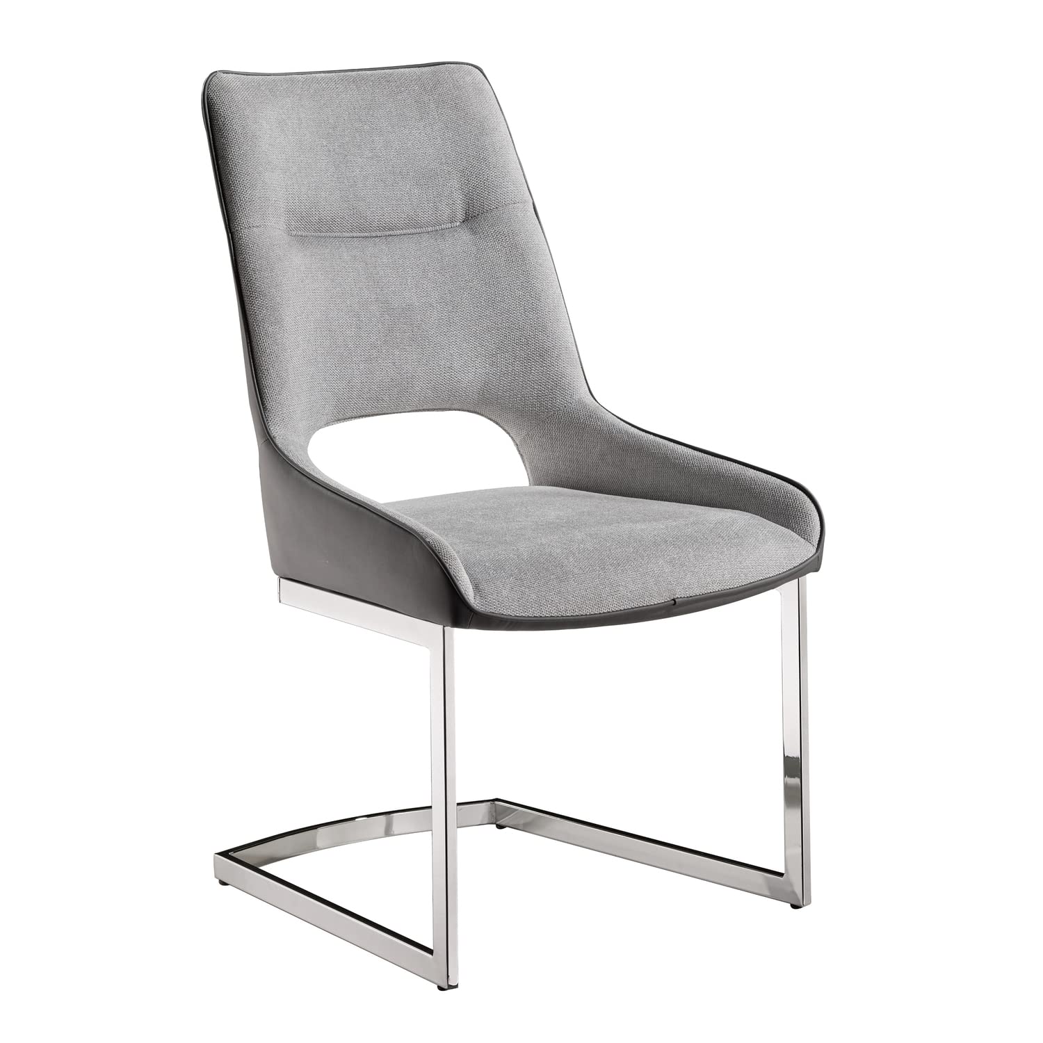 Global Furniture USA D1119 Leather Gray Metal Dining Chairs in Gray (Set of 2)