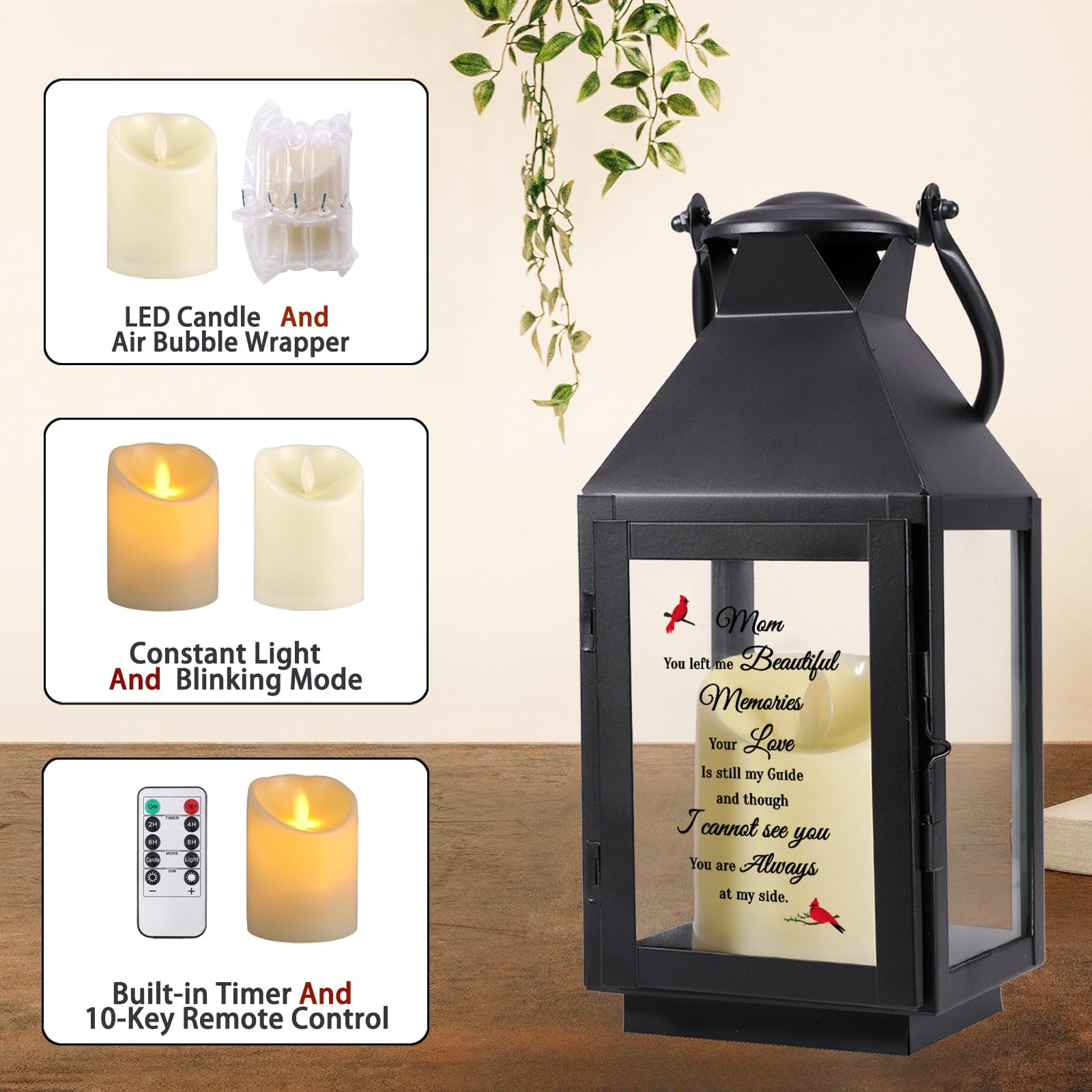 Memorial Lantern, Sympathy Gifts For Loss Of Mom/Loved One, Bereavement Gifts, In Memory Of Loved One Lantern,Celebration Of Lif