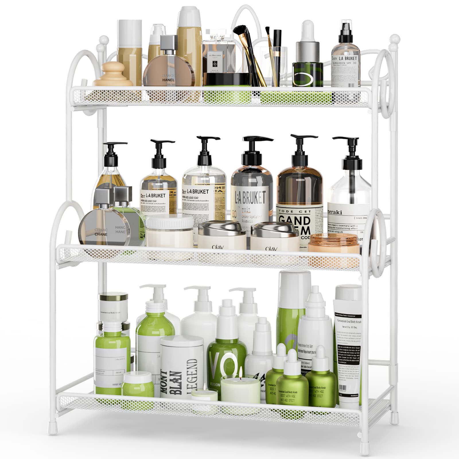 EKNITEY Countertop Organizer for Bathroom - 3 Tier Bathroom Sink Organizer Countertop Spice Rack Organizer for Countertop Storag
