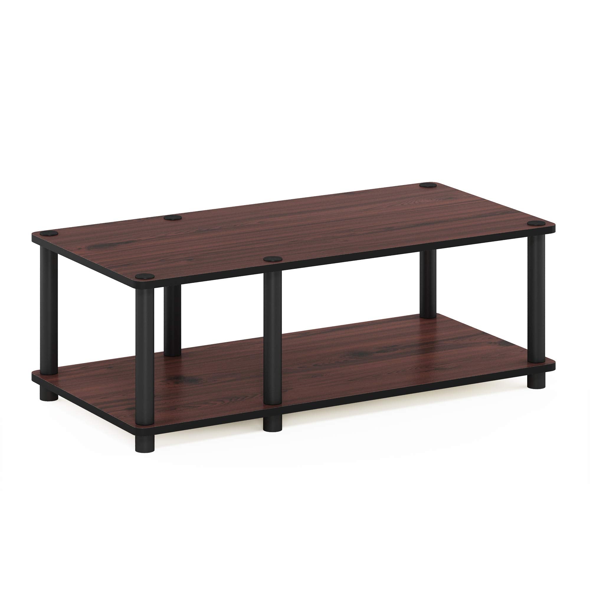 Furinno Just No Tools Dark Cherry Mid Television Stand with Black Tube