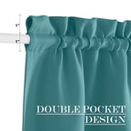 Nicetown French Door Blackout Curtain For Kitchen Thermal Insulated Drapes Temporary Window Treatment Covering For Glass Door Rod Pocket With Tieback, 25' X 80', Sea Teal, 1 Panel