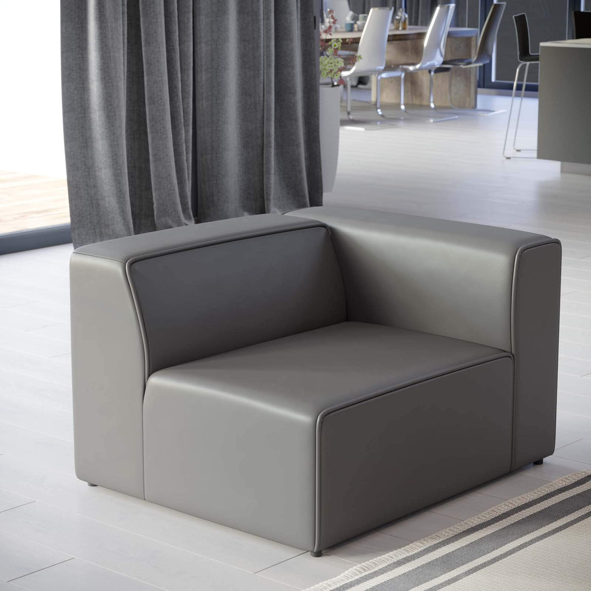 Modway Mingle Vegan Leather Sectional Sofa Rightarm Chair In Gray