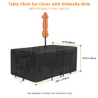 Kovshuiwe Rectangle Patio Table Cover With Umbrella Hole Heavy Duty Waterproof 600D Oxford Fabric Outdoor Lawn Patio Furniture Covers (Square-108'Lx 82'W X 23.6'H)