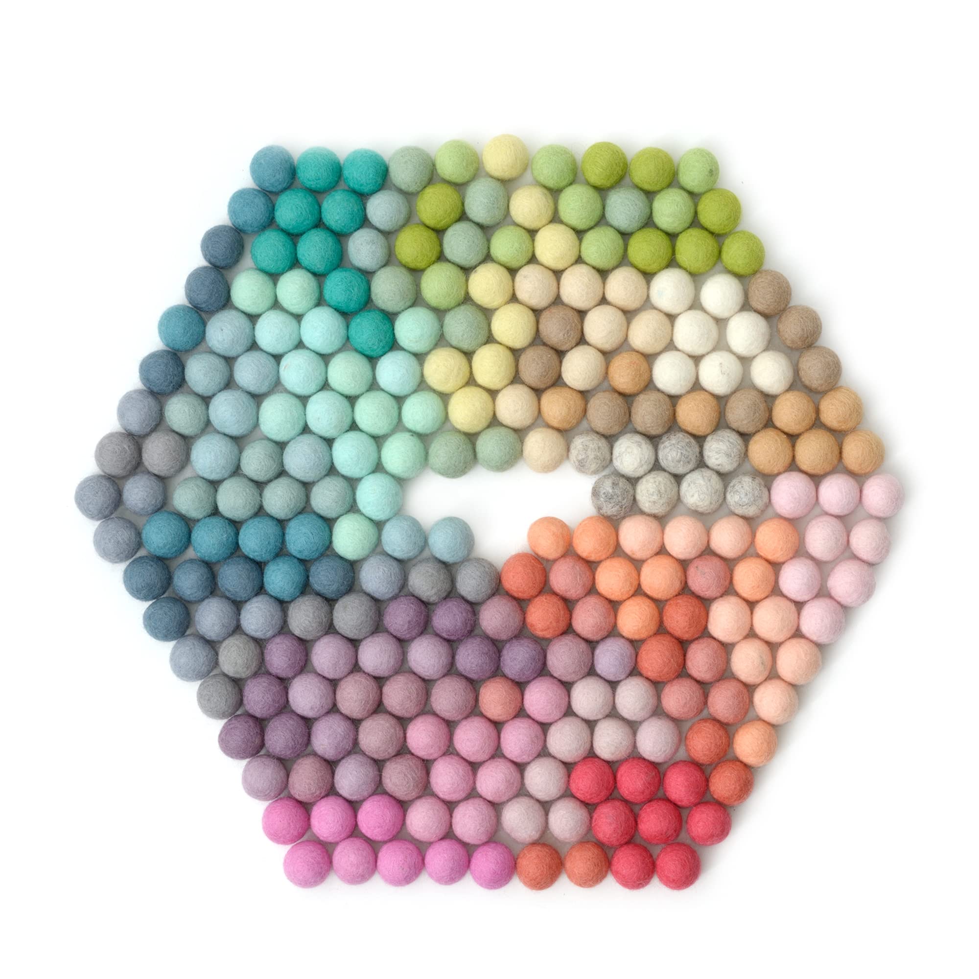Glaciart One Felt Pom Poms, Wool Felt Balls (240 Pieces) 2.5 cm - 1 Inch, Handmade Felted 30 Pastel Colors (Green, Pink, Blue, Y