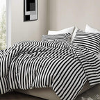 Clothknow Striped Comforter Set Full 3Pcs Black And White Bedding Comforter Sets Farmhouse Comforter Full Size Ticking Stripes F