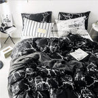 Karever Black Marble Comforter Set Full/Queen White Texture Bedding Reversible Teen Boy Men Full Size Soft Lightweight Quilt Set
