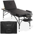 Saloniture Professional Portable Lightweight Tri-Fold Massage Table with Aluminum Legs - Includes Headrest, Face Cradle, Armrest