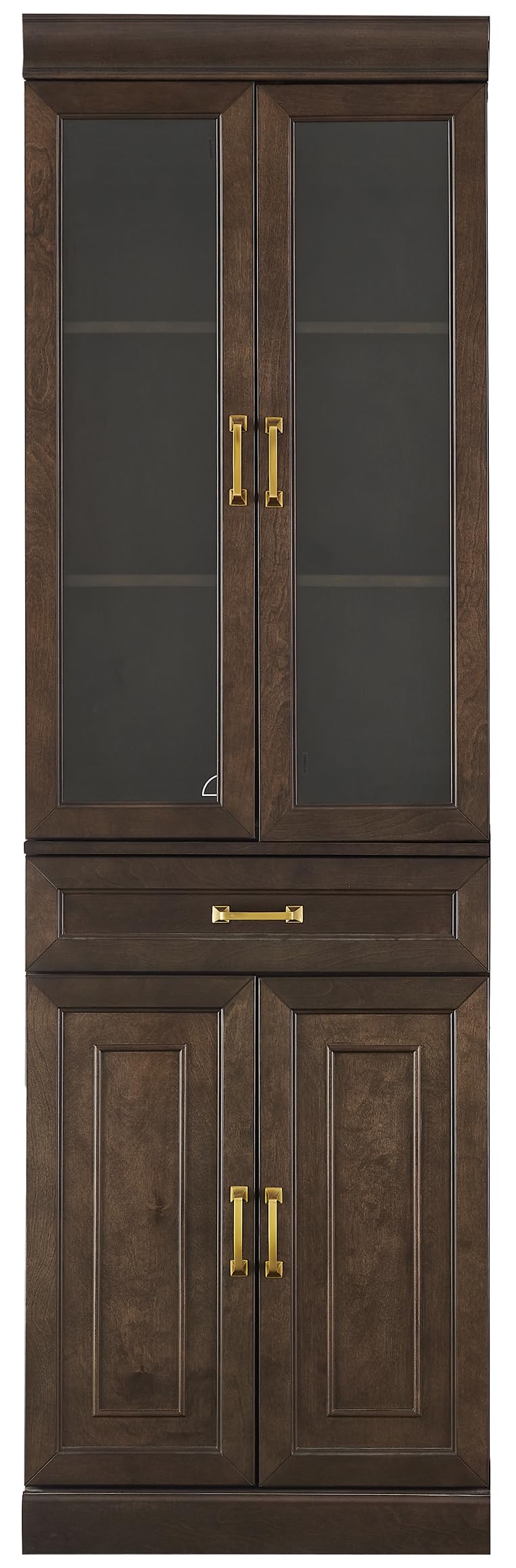 Crosley Furniture Stanton Glass Door Pantry Storage Cabinet with Shelves, Kitchen, Dining, or Laundry Room, Coffee
