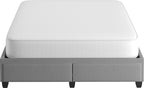 Boyd Sleep Modena Uplift Upholstered Platform Bed Frame Mattress Foundation, Dual Front Storage Drawers, and Strong Wood Slat Supports: Linen, Light Grey, Full