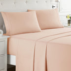 Nestl Rv Short Queen Sheets Set - 4 Piece Bed Sheets For Rv Queen Size Bed, Double Brushed Rv Size Sheets, Hotel Luxury Peach Sheets, Extra Soft Bedding Sheets & Pillowcases