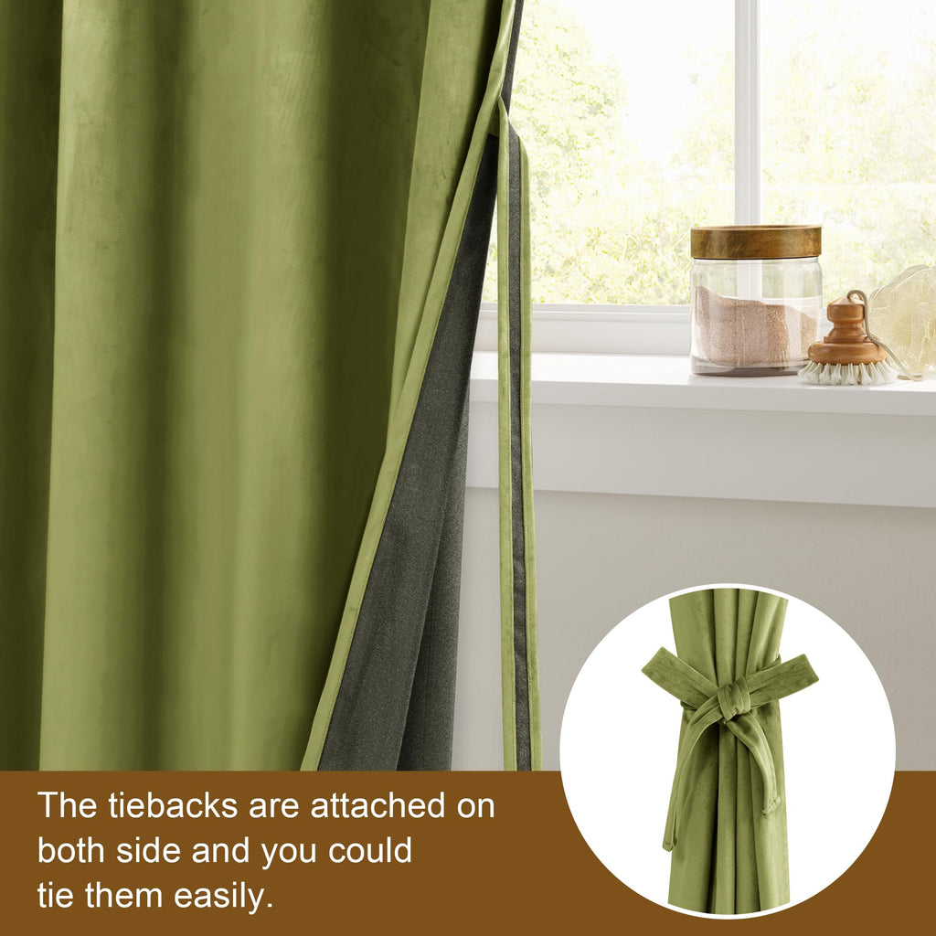 Dwcn Velvet Curtains 108 Inches - Elegant Super Soft Tieable Window Curtains Panels Blackout Grommet Design Thick Fabric Window