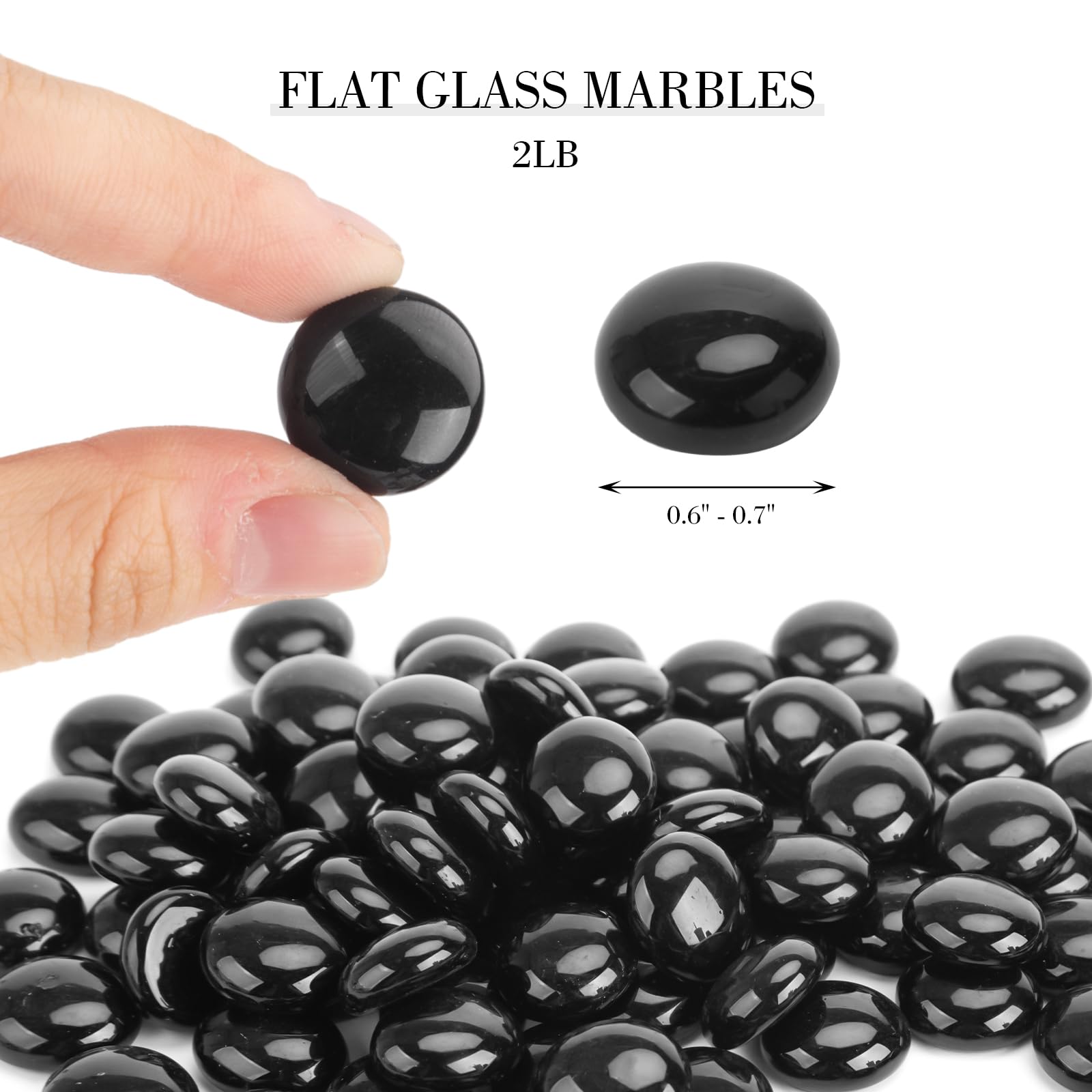 Domestar 2Lb Black Flat Glass Marbles, Decorative Marbles For Vases Aquarium Pebbles Fish Tank Rocks Vase Fillers Diy Crafts Tab