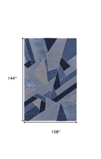 HomeRoots 514599 8 x 10 ft. Tan Brown & Blue Wool Geometric Hand Tufted Handmade Rectangle Area Rug