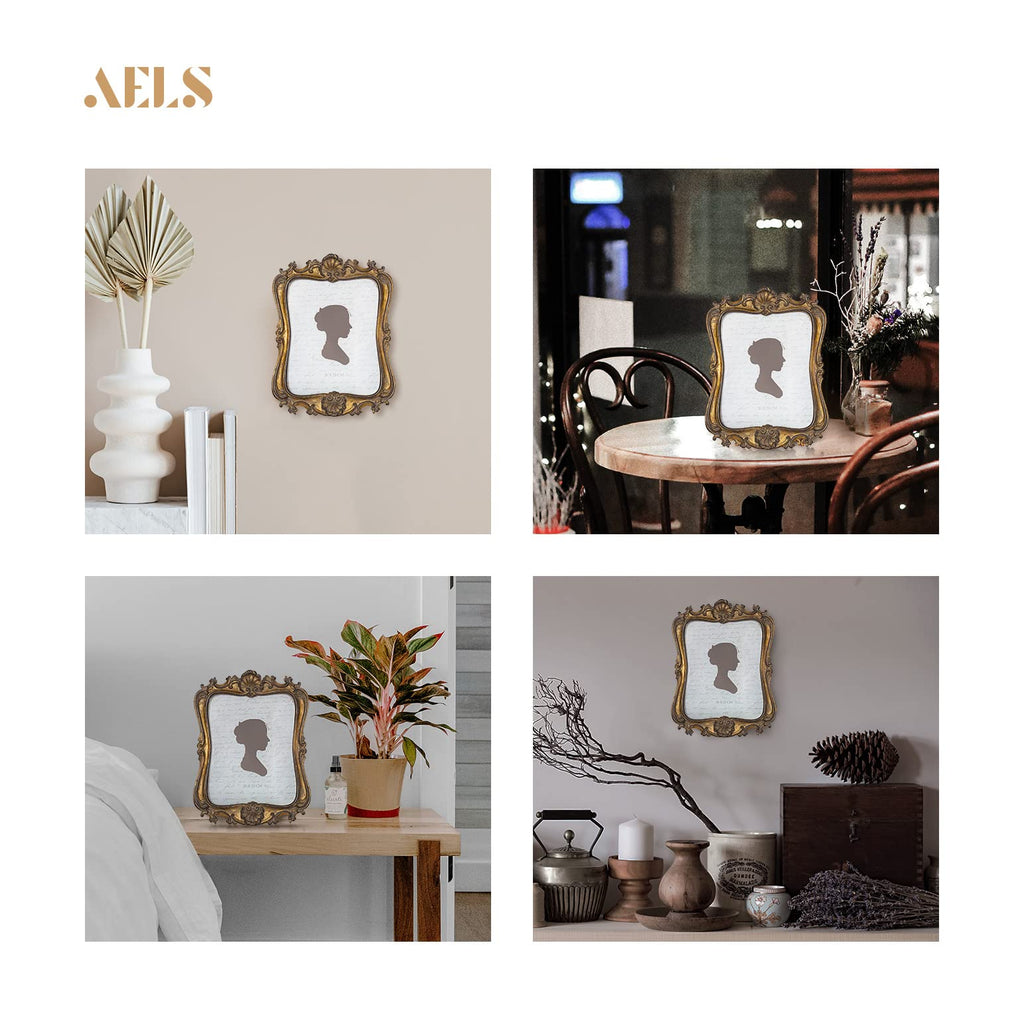 Aels 5X7/8X10 Inch Vintage Picture Frame, Elegant Antique Photo Frames With Glass Front, Photo Display, Tabletop Wall Hanging, G