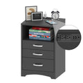 HOSEOKA 3 Drawers Black Nightstand with Charging Station, Side Table with Open Storage Bedside End Table Night Stand Storage Cab