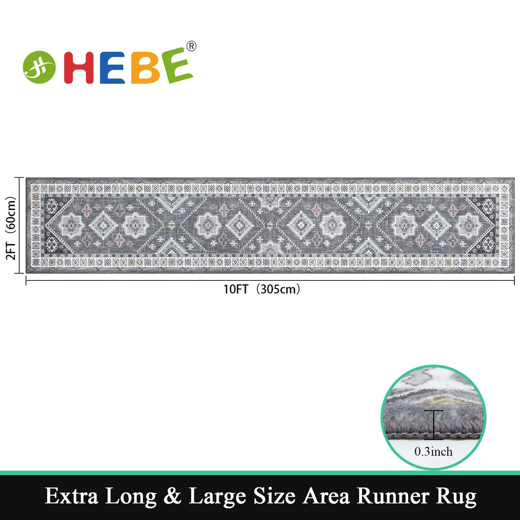 Hebe Boho Runner Rug 2X10 Ft Non Slip Washable Hallway Rug Runner Farmhouse Laundry Rug Runner Vintage Kitchen Runner Rug Floor