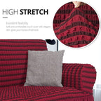 Niceec Armchair Slipcover Red Armchair Covers 1 Piece Easy Fitted Sofa Couch Cover Universal High Stretchable Durable Furniture Protector With Skirt Country Style (1 Seater Double Red)