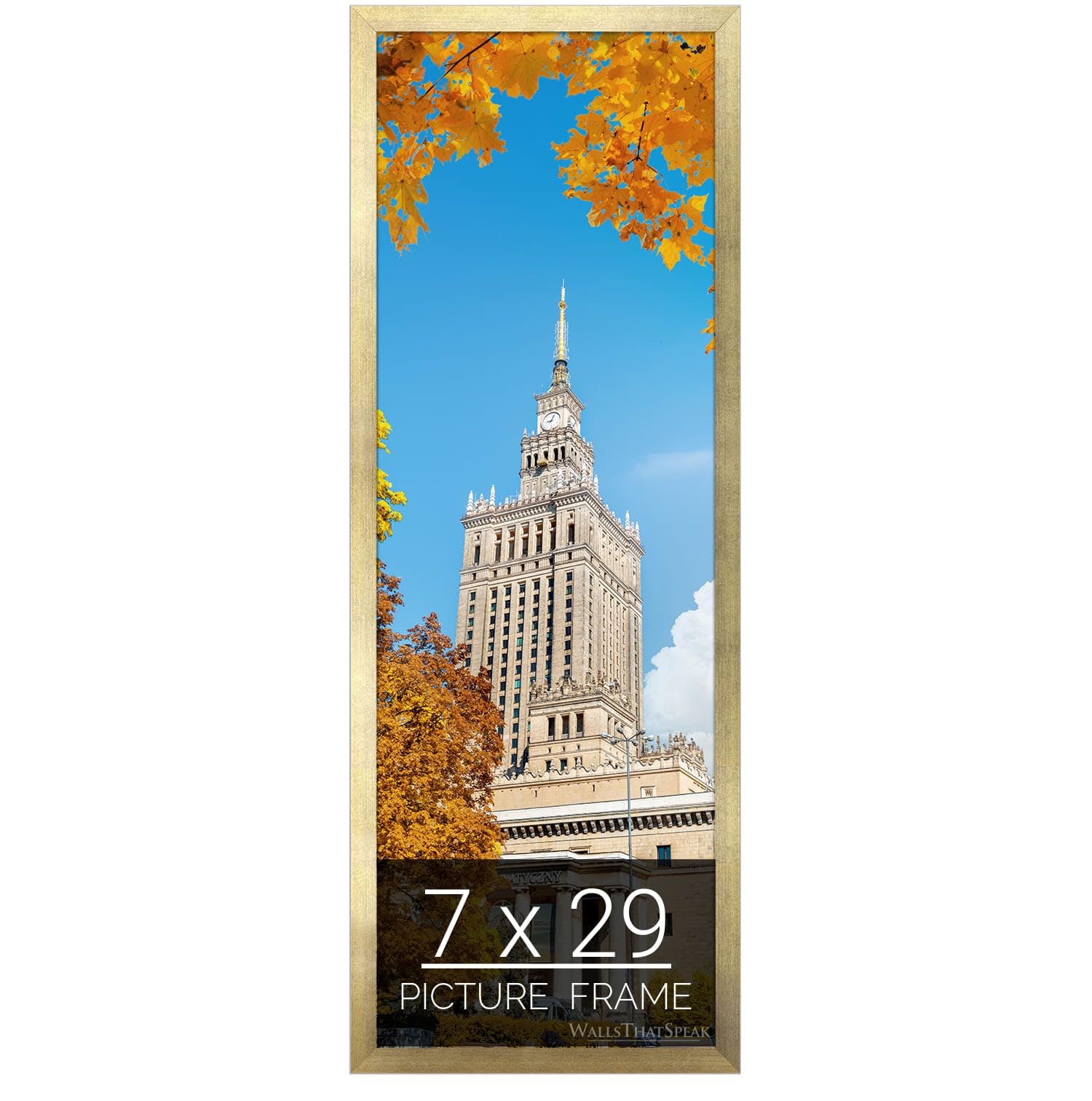 wallsthatspeak 7x29 Gold Picture Frame for Puzzles Posters Photos or Artwork