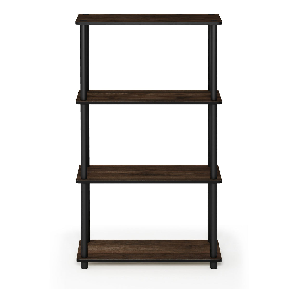 Furinno Turn-N-Tube 4-Tier Multipurpose Shelf Display Rack, Round Tubes, Columbia Walnut/Black