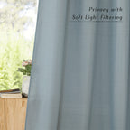 Nicetown Thick Flax Linen Stone Blue Curtains For Living Room, Grommet Vertical Drapes Linen Blend Curtains Privacy Added With Light Filtering For Villa/Bedroom, W55 X L90, 1 Pair