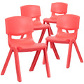4 Pack Red Plastic Stackable School Chair with 15.5 Seat Height