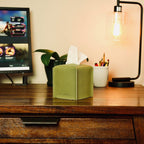 Connsole Casa Premium Pu Leather Tissue Box Holder - Elegant Hotel-Style Green Tissue Box Cover For Enhanced D  Cor Of Home Offi