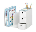 Bookrack Cool Grey TwoTier Bookshelf With Divider 3 Drawers Circular Holder For Storing Writing Instrument With Removable Divid