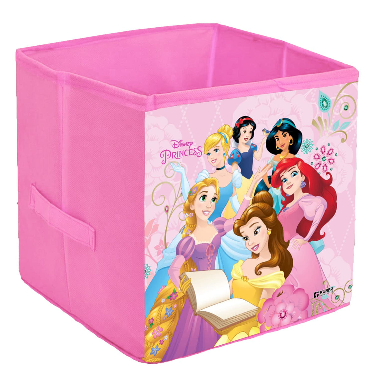 Kuber Industries Disney Princess Print Storage Box|Foldable Clothes Organizer|Collapsible Storage Basket With Handle For Toys,Bo