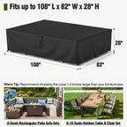 Mr. Cover Patio Furniture Covers Waterproof, Outdoor Furniture Cover Fits Up To 108L X 82W X 28H Inches, Rectangular Table And Chair Set Covers Rip-Resistant Material With Windproof Buckles