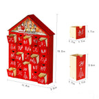 MorTime Lighted Wooden Advent Calendar with 24 Drawers, Red House Design, Christmas Decoration, Model T-FD-228