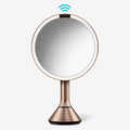 simplehuman Sensor Mirror, Lighted Makeup Mirror with Magnification (5X), 8 Round Magnifying Vanity Mirror with Lights, Cordless