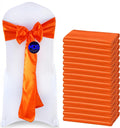 Mds Pack Of 50 Pcs Satin Chair Sashes Charmeuse Sateen Dining Chair Bows Ribbon Ties Back Sash For Wedding Party Birthday Home Hotel Restaurant Banquet Decoration (7 X 108 Inch, Orange)