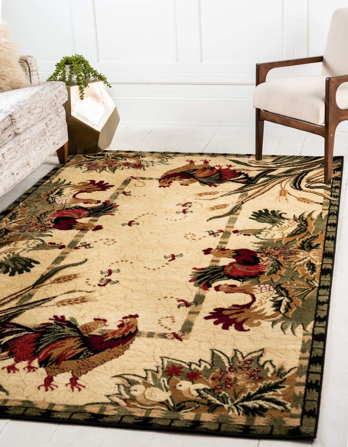 Unique Loom Barnyard Collection Area Rug - Farm (3 3 x 5 3 Rectangle, Cream/ Black)